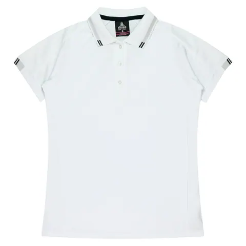 Aussie Pacific Flinders Lady Polos in White/Black