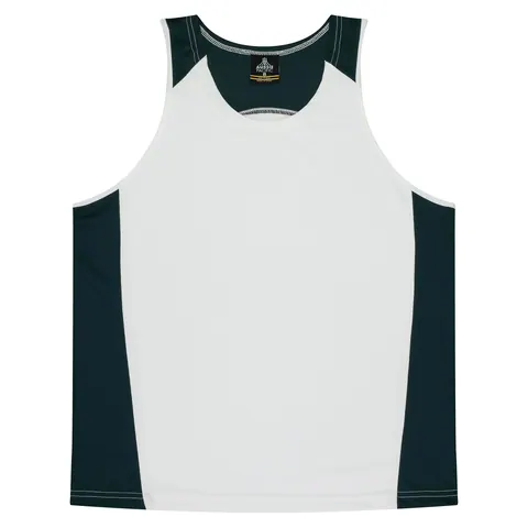 Aussie Pacific Premier Kids Singlets in White/Navy