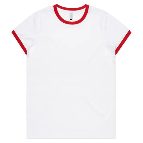 AS Colour Wo's Maple Ringer Tee in White/red