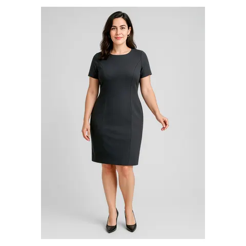 Biz Corporates Womens Comfort Wool Stretch Short Sleeve Shift Dress