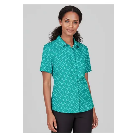 Biz Collection Florence Womens Daisy Print Short Sleeve Shirt