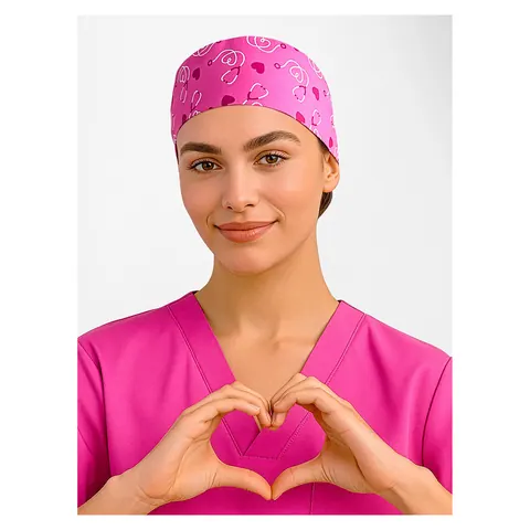 Inaura Pink Unisex Printed Scrub Cap