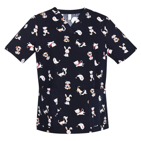 Biz Collection Printed Womens Best Friends Scrub Top
