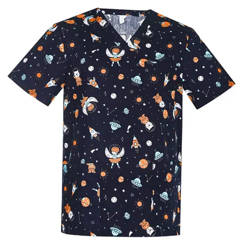 Biz Collection Printed Mens Space Party Scrub Top