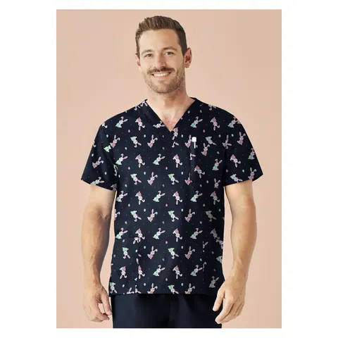 Biz Collection Easter Mens V-Neck Short Sleeve Scrub Top
