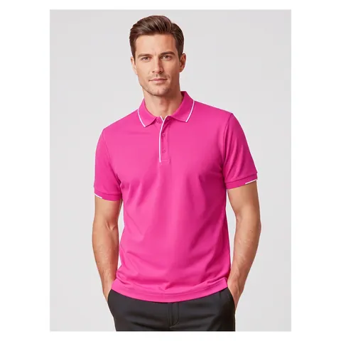Inaura Pink Mens Short Sleeve Polo