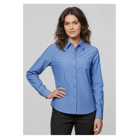 Biz Collection Chambray Womens Long Sleeve Shirt