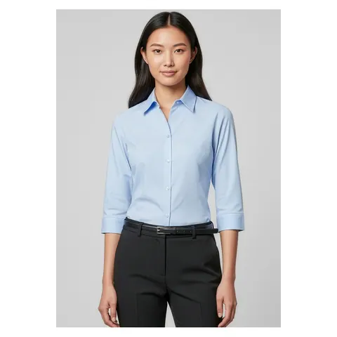 Biz Collection Micro Womens Check 3/4 Sleeve Shirt