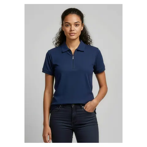 Biz Collection Micro Womens Waffle Short Sleeve Polo
