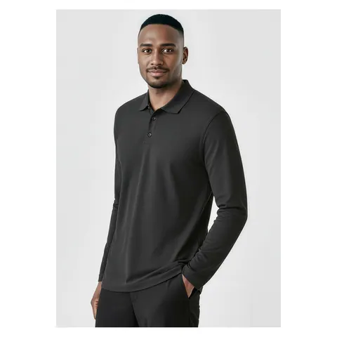 Biz Collection Crew Mens Long Sleeve Polo