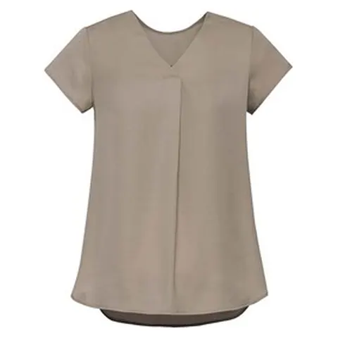 Biz Corporates Kayla Womens V-Neck Pleat Blouse