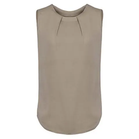 Biz Corporates Estelle Womens Sleeveless Pleat Detail Blouse