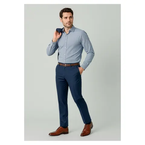 Biz Corporates Renew Mens Slim Fit Flat Front Pant