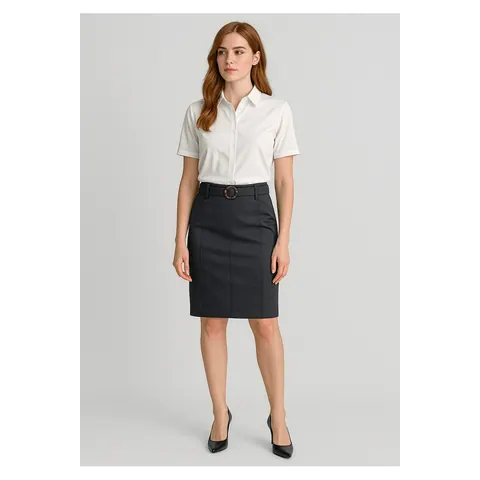 Biz Corporates Womens Mid Waist Stretch Chino Skirt