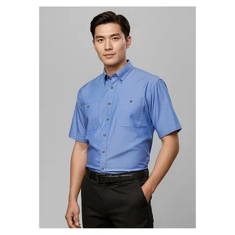 Biz Collection Chambray Mens Short Sleeve Shirt