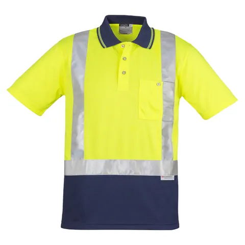 Syzmik Mens Hi Vis Spliced Short Sleeve Polo - Shoulder Taped