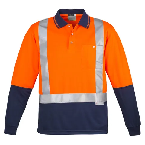 Syzmik Mens Hi Vis Spliced Long Sleeve Polo - Shoulder Taped