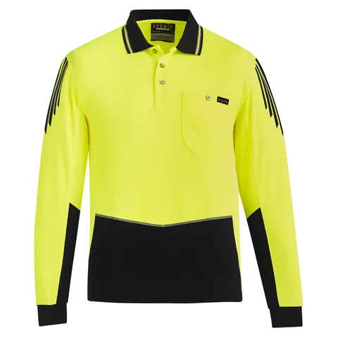 Syzmik Mens Hi Vis Flux Long Sleeve Polo