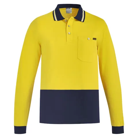 Syzmik Mens Hi Vis Cotton Long Sleeve Polo