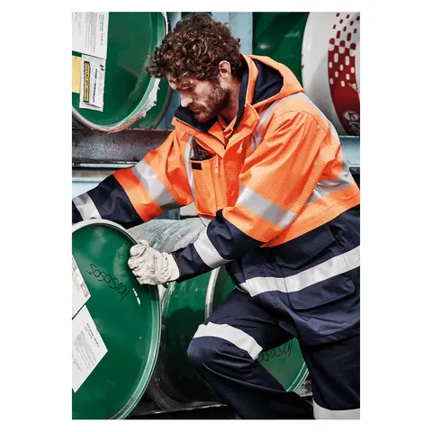 Syzmik Mens Orange Flame Arc Rated Antistatic Waterproof Jacket