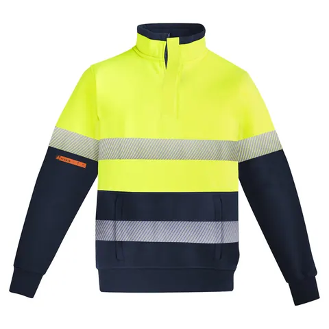 Syzmik Mens Orange Flame Hi Vis 1/4 Zip Pullover - Hoop Taped