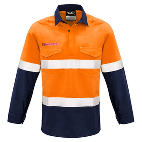 Syzmik Mens FR Closed Front Hooped Taped Spliced Shirt