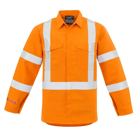 Syzmik Mens Red Flame Hi Vis X Back Shirt
