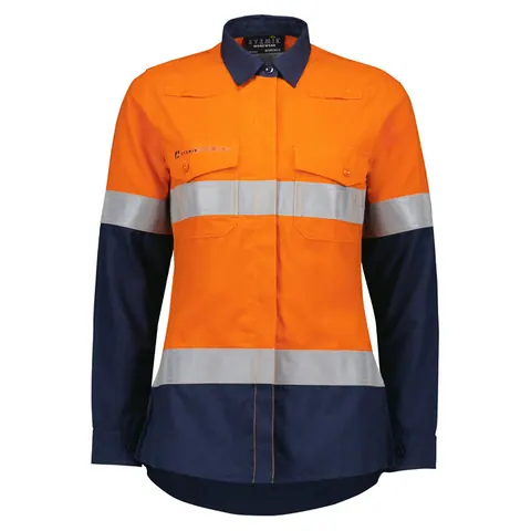 Syzmik Womens Orange Flame Lightweight Ripstop Taped Shirt