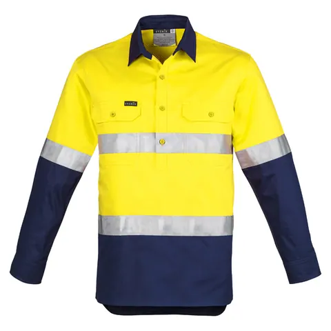 Syzmik Mens Closed Front Long Sleeve Shirt - Hoop Taped