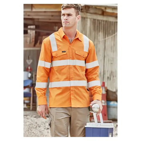 Syzmik Mens Bio Motion VIC Rail Long Sleeve Shirt