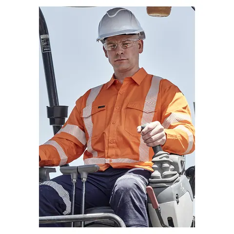 Syzmik Mens Hi Vis X Back NSW Rail Shirt - Segmented Tape