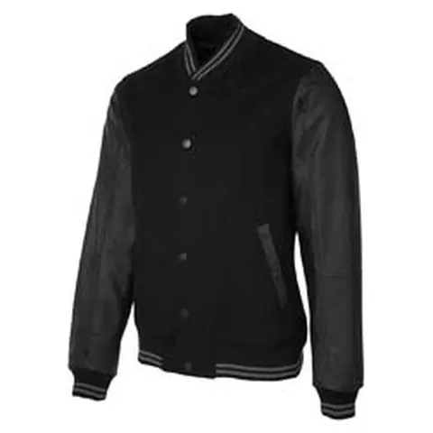 JB's Wear JB's Art Leather Baseball Jacket in Black