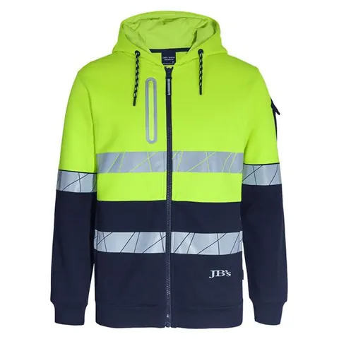 JB's Wear JB's 450g Hi Vis Full Zip Hoodie with Fragmented Tape