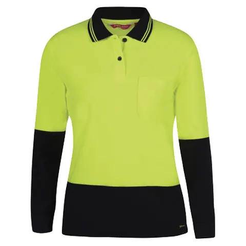 JB's Wear JB's Ladies HV L/S Comfort Polo in Lime/Navy