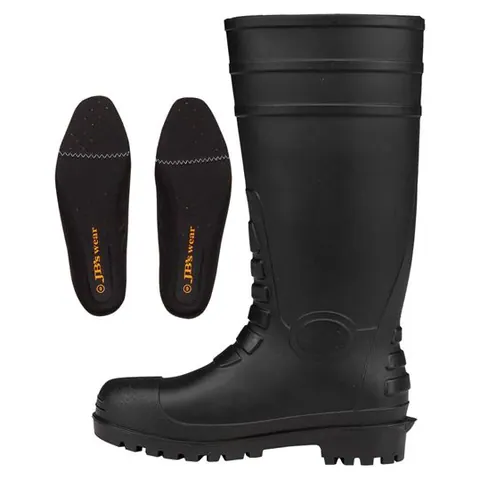 JB's Wear JB's Steel Toe and Plate Gumboot with Comfort Footbed in Black