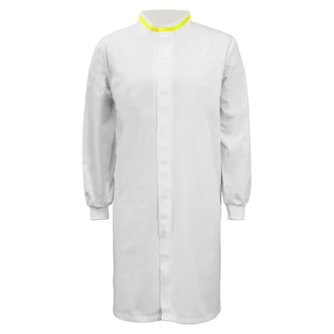 Workcraft Food Industry Long Length Dustcoat with Mandarin Collar, Contrast Trims on Collar