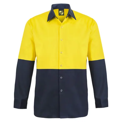 Workcraft Long Sleeve Two Tone Hi Vis Shirt Stud