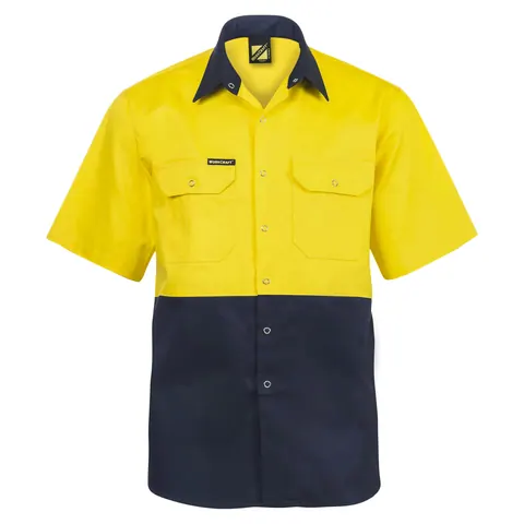 Workcraft Two Tone Hi Vis Short Sleeve Shirt Stud