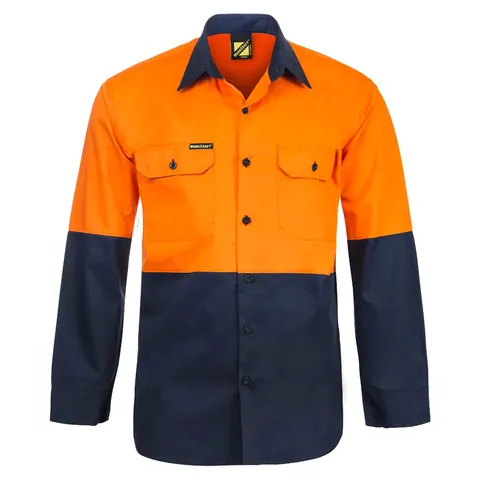 Workcraft Cotton Long Sleeve Shirt with Mesh Insert