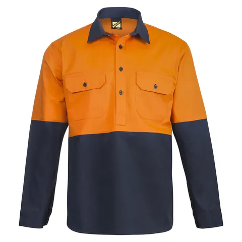Workcraft 2tone Half Plket Shirt with Gusset