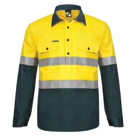 Workcraft 2tone Half Plket Shirt with Vented
