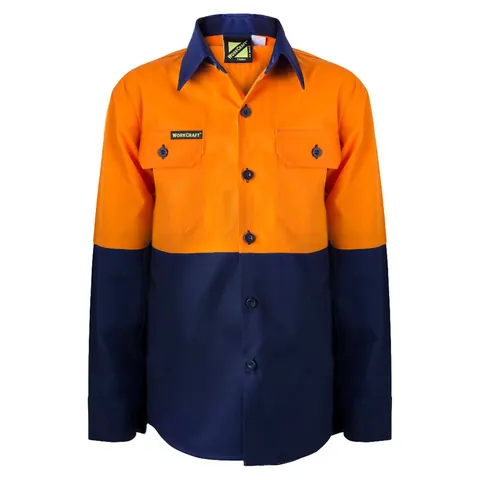 Workcraft Kids Hi Vis Shirt Long Sleeve