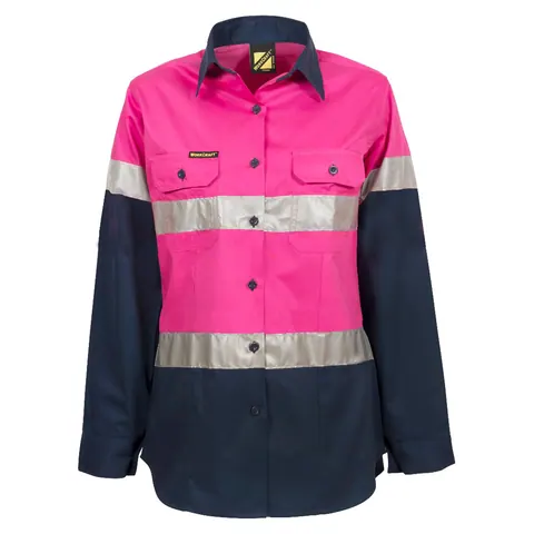 Workcraft Ladies Hi Vis 2 Tone Shirt Reflective