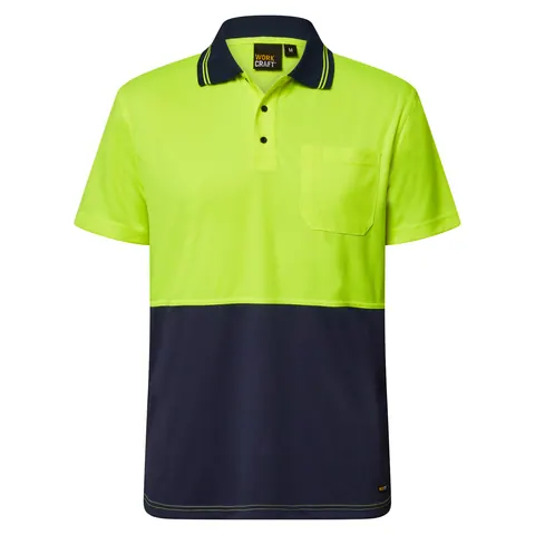 Workcraft Hi Vis Two Tone Short Sleeve Polo Pocket