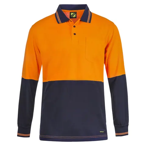 Workcraft Hi Vis Two Tone Long Sleeve Polo Pocket
