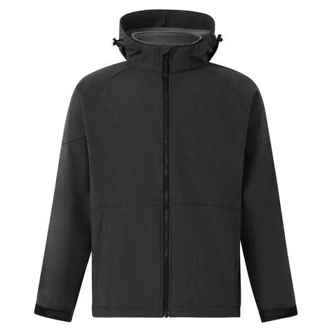 Benchmark ASPEN Softshell Hood Jacket Men's in Marl Charcoal/Charcoal
