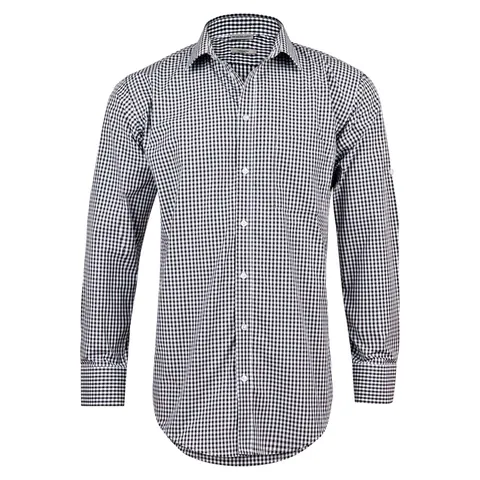 Benchmark Men’s Gingham Check Long Sleeve Shirt with Roll-up Tab Sleeve
