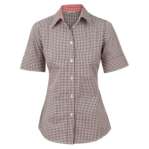Benchmark Ladies’ Gingham Check Short Sleeve Shirt