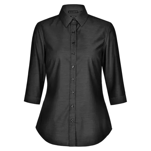 Benchmark Ascot Ladies 3/4 Sleeve Dot Jacquard Stretch Shirt