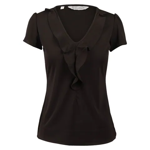 Benchmark Women's Ruffle Front Blouse in Black